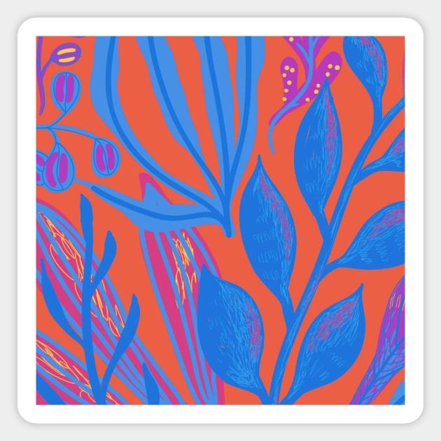 Orange Aquatic Print Sticker by Laursartt